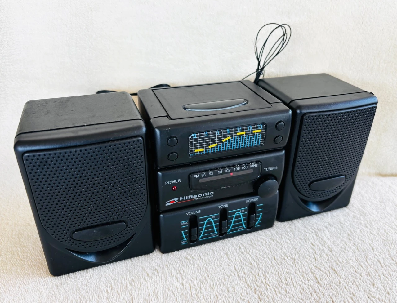 Mini Radio, vintage, noir, à piles